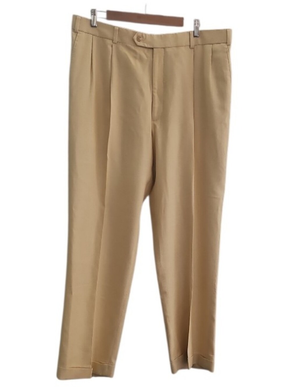Paul Fredrick Silk Wool Dress Pants Men’s 38 Beige Pleated Luxury Trousers